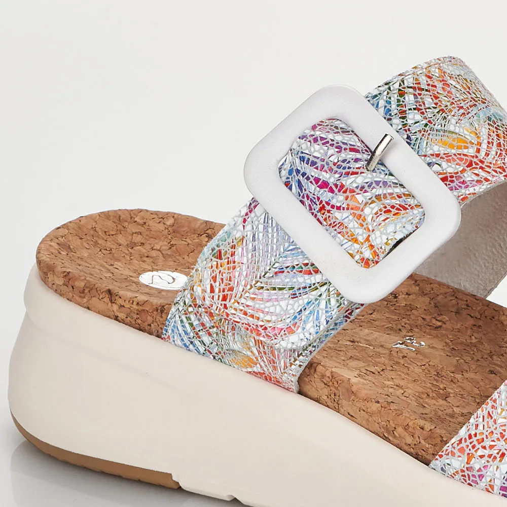 REMONTE - D9550-90 DOUBLE STRAP FASHION MULE - WHITE MULTI