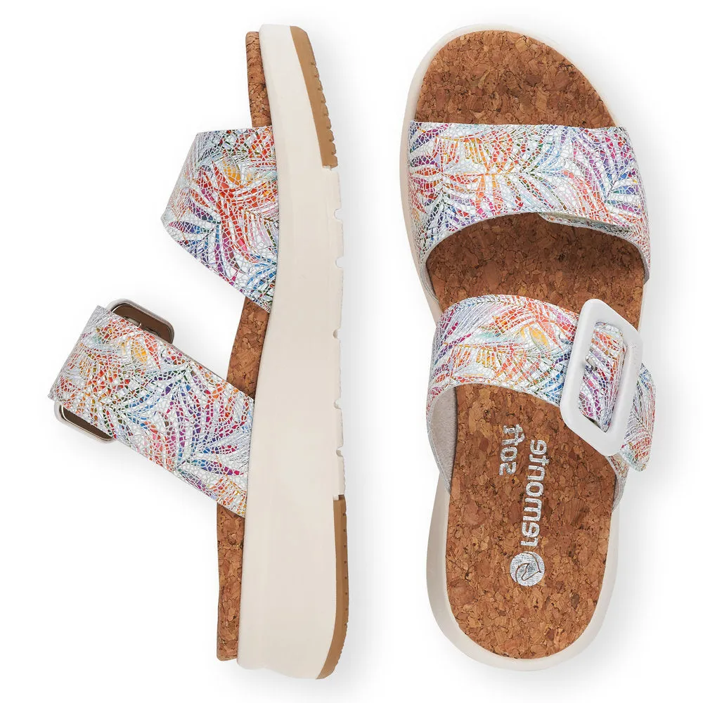 REMONTE - D9550-90 DOUBLE STRAP FASHION MULE - WHITE MULTI