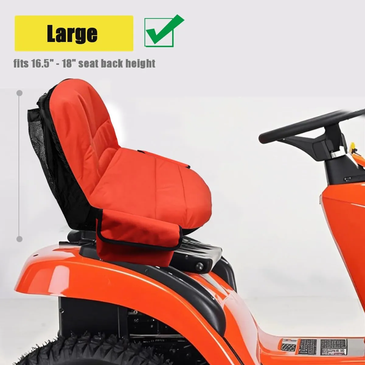 Riding Lawn Mower Seat Cover Compatible with Kubota,Tractor Seat Cover Compatible with Craftsman,for Cub Cadet,for John Deere, for Husqvarna,with Drink Pouch (Large)