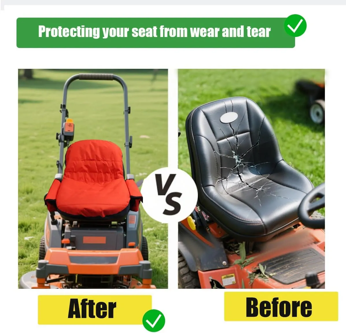Riding Lawn Mower Seat Cover Compatible with Kubota,Tractor Seat Cover Compatible with Craftsman,for Cub Cadet,for John Deere, for Husqvarna,with Drink Pouch (Large)