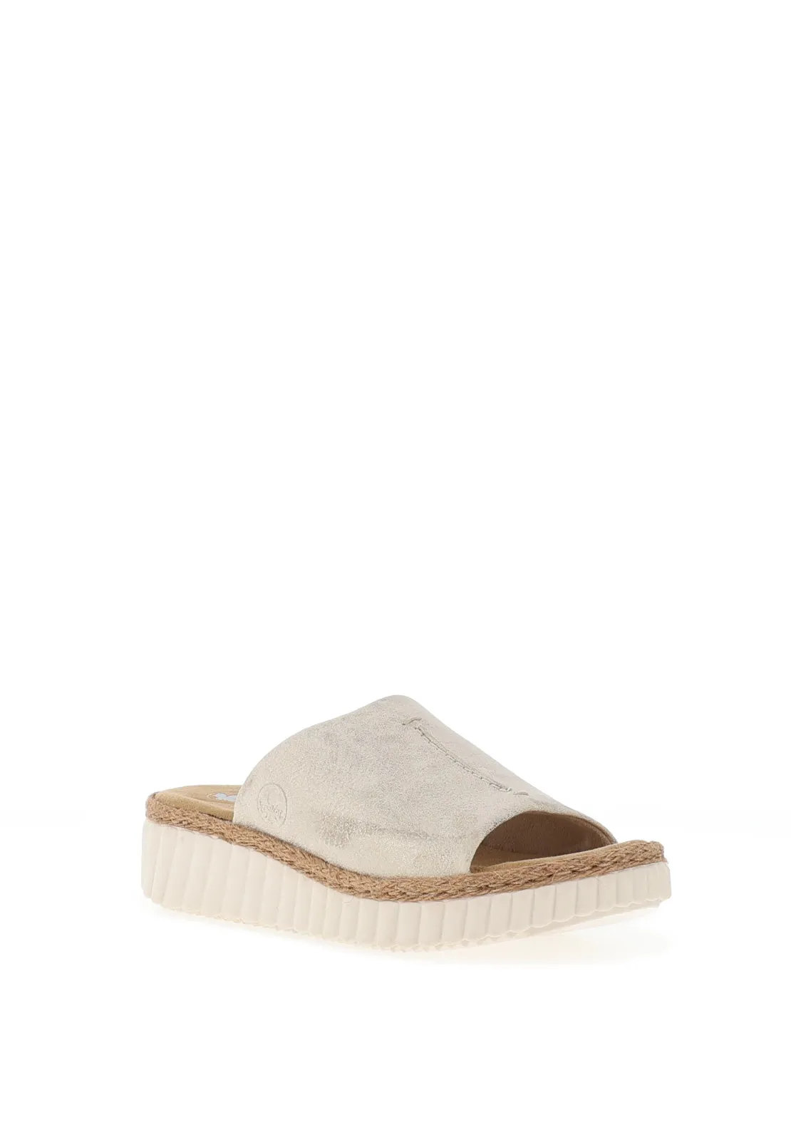 Rieker Womens Shimmer Mules, Beige