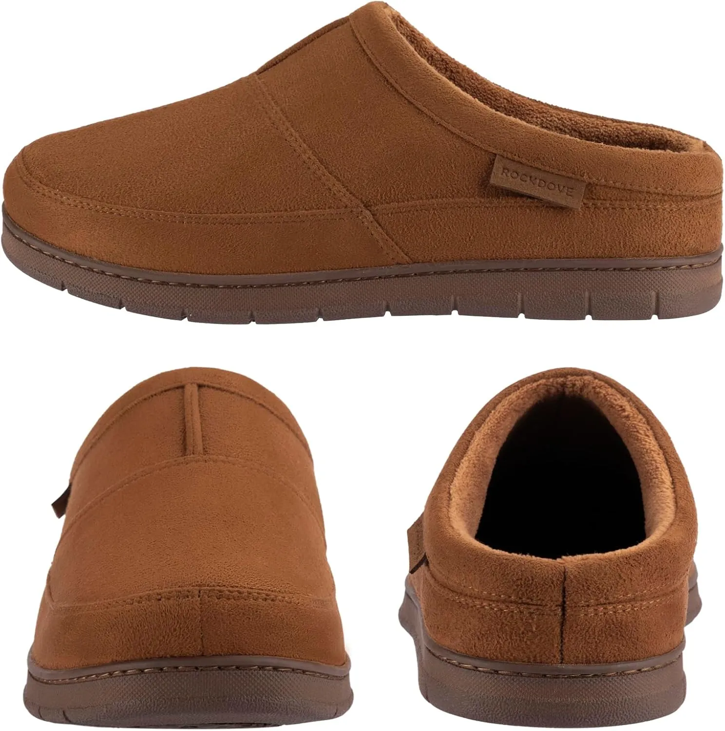 RockDove Men's SoftStride Faux Suede Memory Foam Mule Slipper with Indoor Outdoor Sole