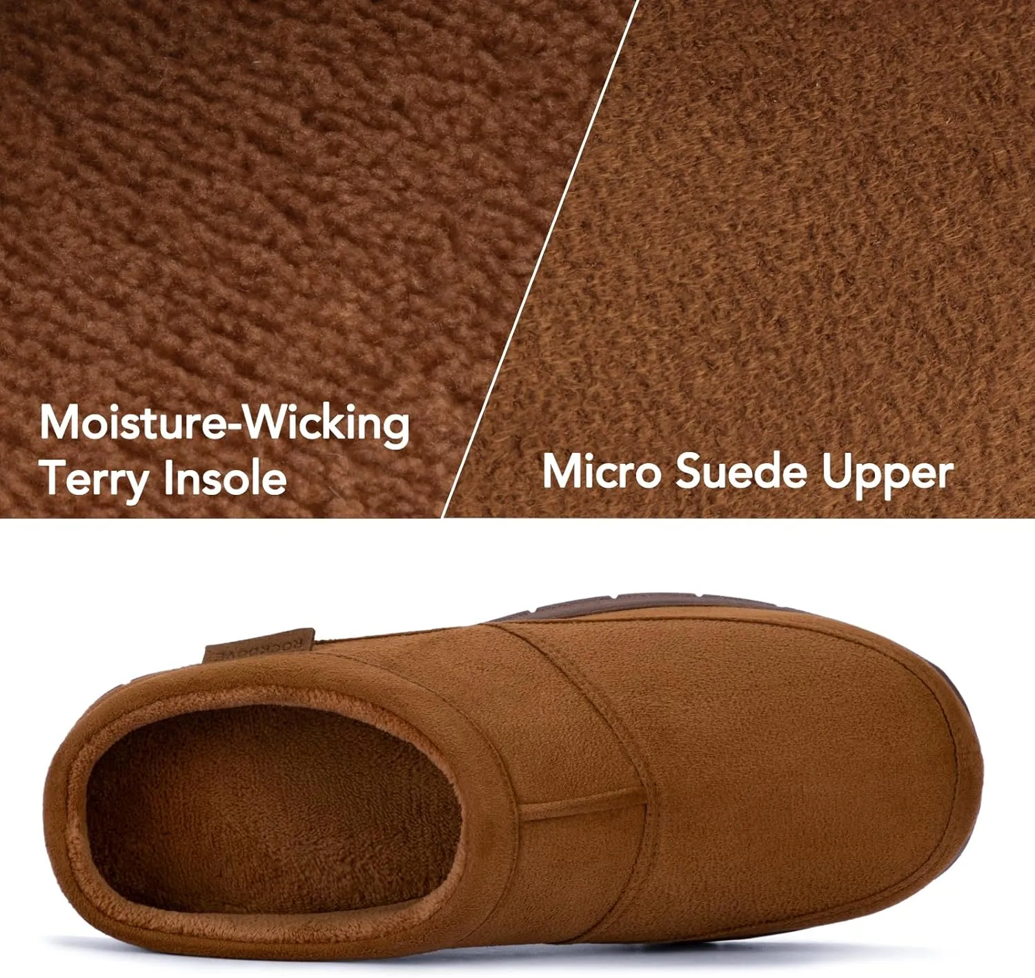 RockDove Men's SoftStride Faux Suede Memory Foam Mule Slipper with Indoor Outdoor Sole