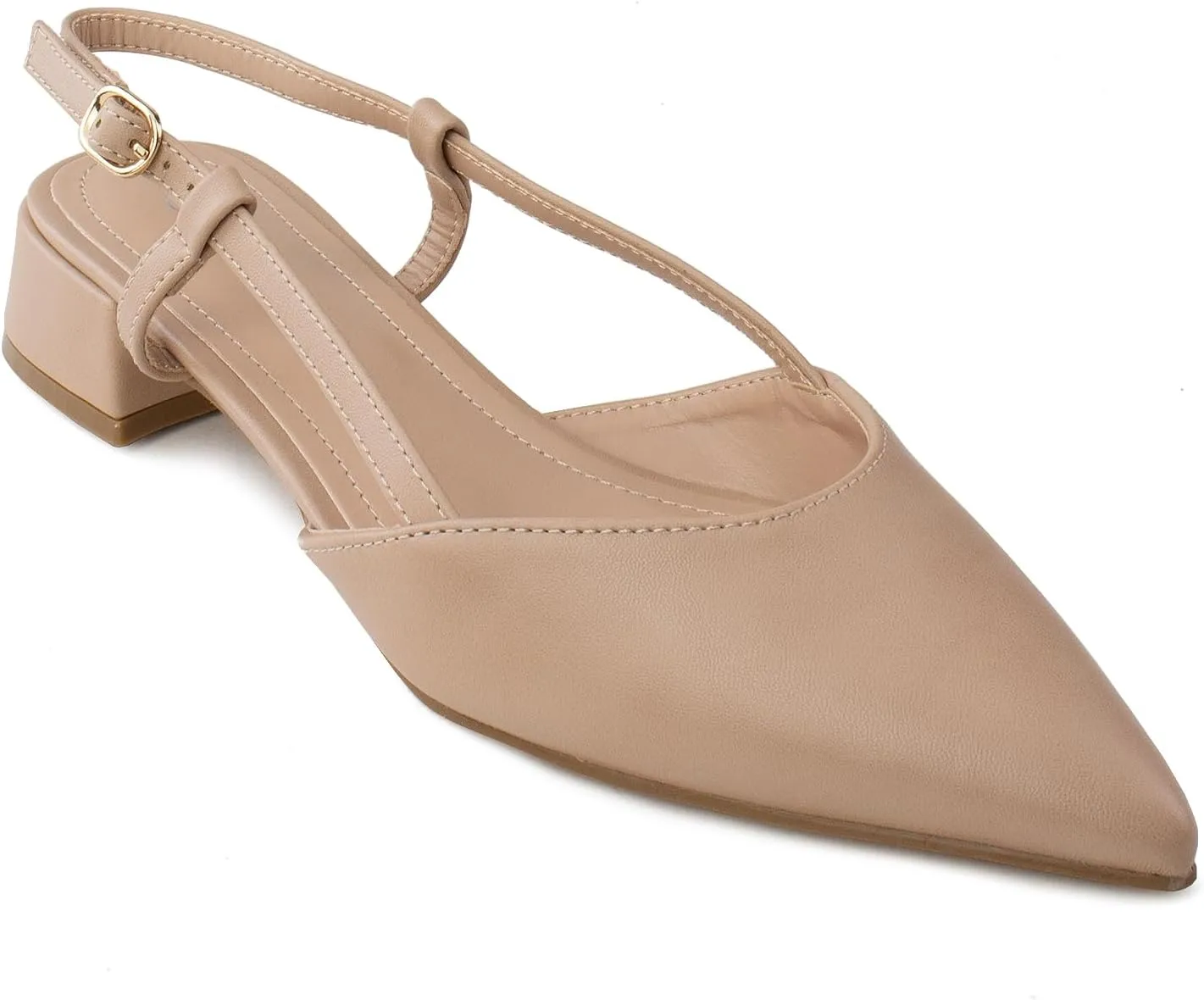 Room of Fashion Women's Pointed Toe Slingback Low Block Heel Mule Pumps (NDUE-3, Size 6.5)