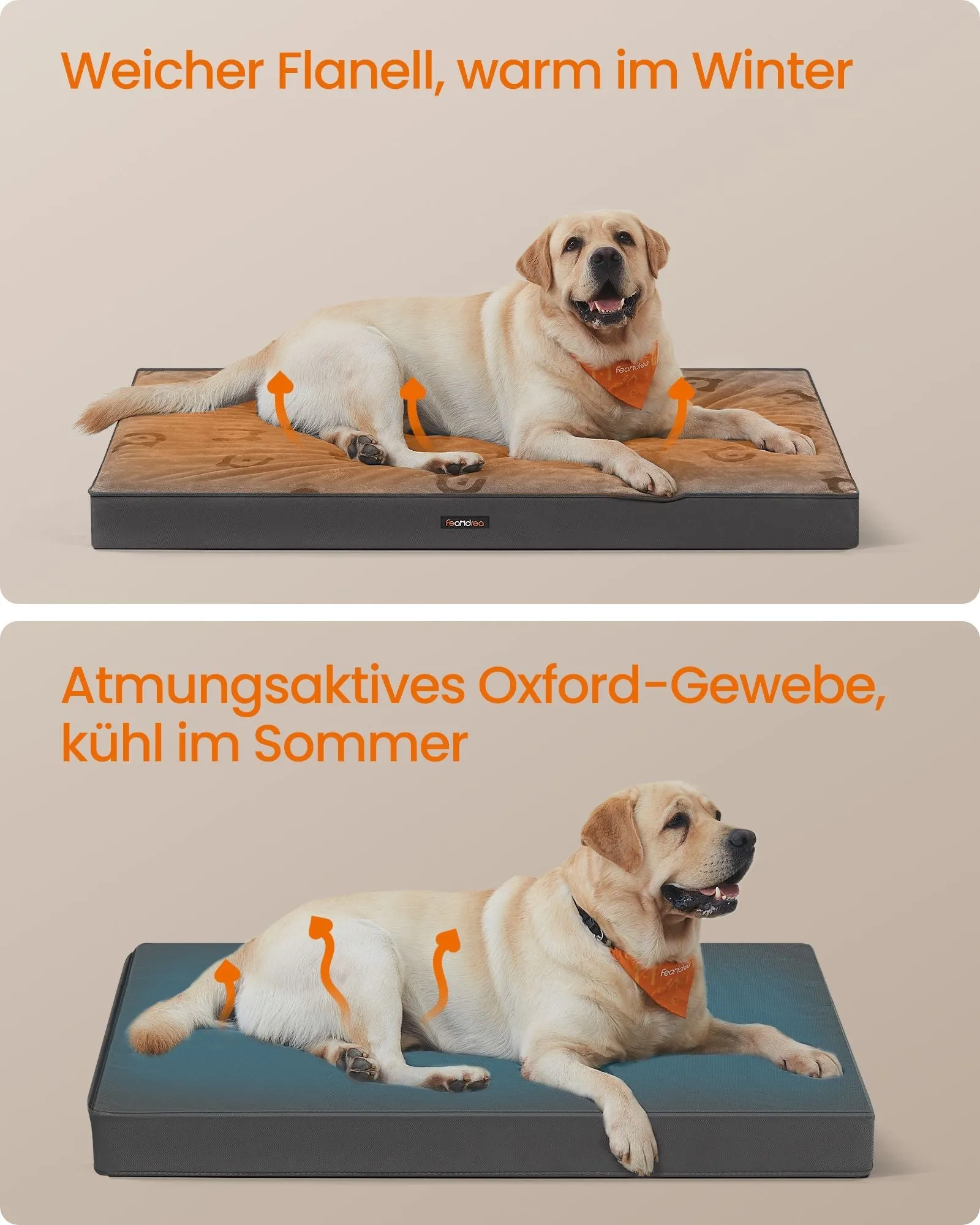 Rootz Orthopedic Dog Bed - Pet Bed - Memory Foam Mattress - Supportive Cushion - 120cm x 74cm x 10cm - Flannel and Oxford Fabric - Dove Grey