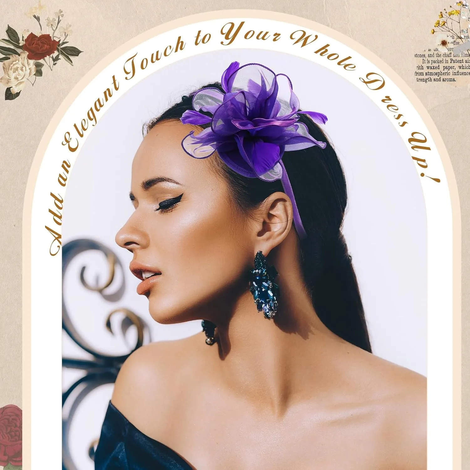 Roshtia 9pcs DIY Women Fascinator Hats for Derby Party, DIY Fascinator Hats Flower Mesh Feather on Headband with Hair Clips for Tea Party Wedding (Bright)