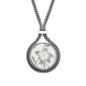 Royal Crown Derby Arboretum Sterling Silver Foxtail Round Necklace D