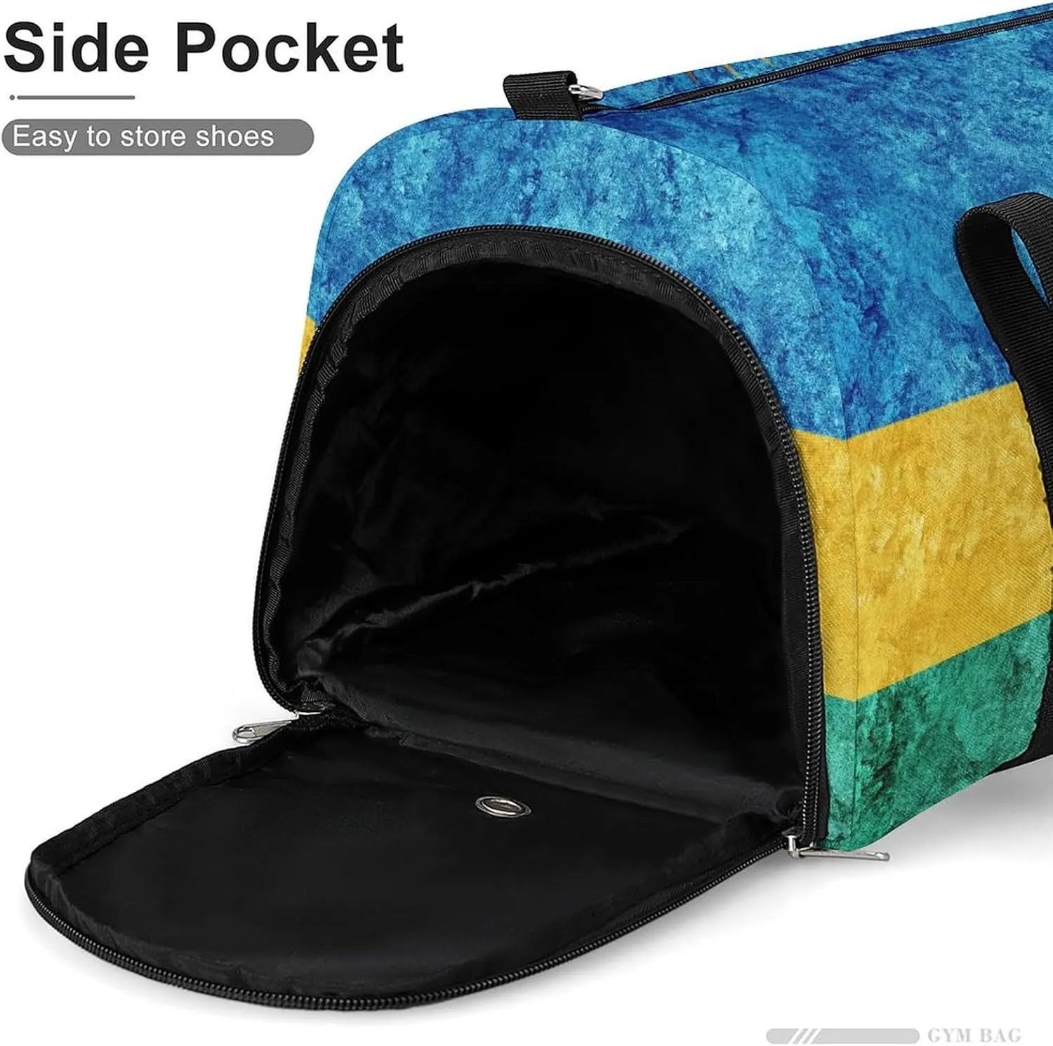 Rwanda Flag Textured Gym Duffel Bag for Men Women with Wet Pocket and Shoe Compartment