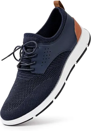 Samilor Breeze Men's Oxford Lace-Up Lightweight Casual Walking Shoes, Comfortable Dress Sneakers, Mesh Business Shoes, Navy