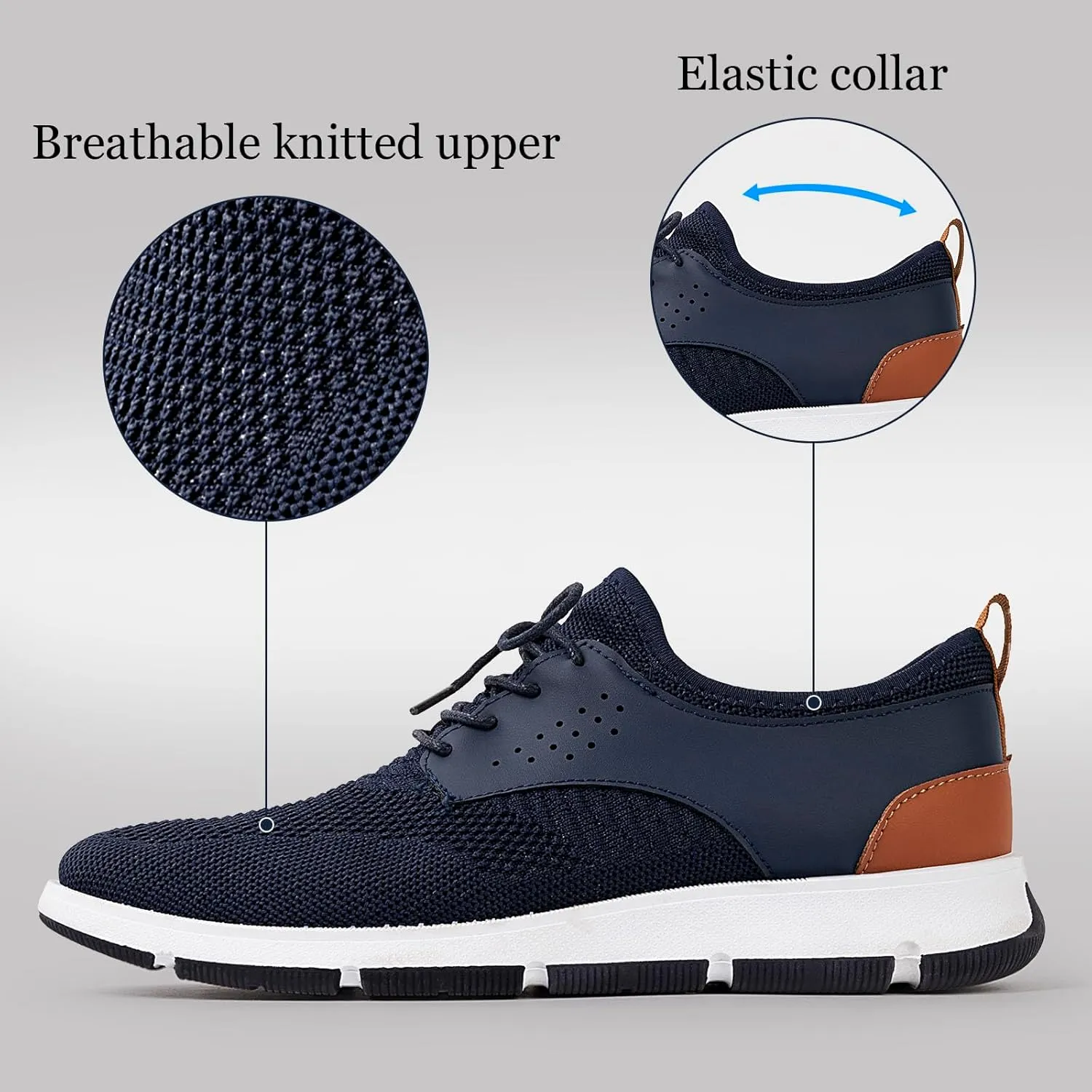 Samilor Breeze Men's Oxford Lace-Up Lightweight Casual Walking Shoes, Comfortable Dress Sneakers, Mesh Business Shoes, Navy