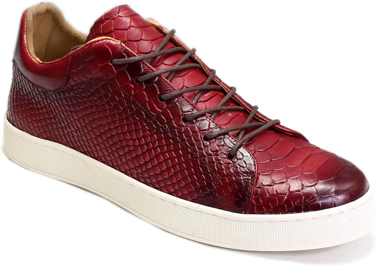 Santimon Mens Casual Shoes Genunie Leather Sneakers Comfort Walking Shoes Fashion Modern Breathable Crocodile Embossing Anti-Slip Soles Flat Derby for Men