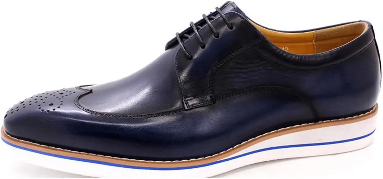 Santimon Mens Derby Formal Dress Suit Oxfords Shoes Genunie Leather Wingtip Brogues Modern Shoes Men's Fashion Business Casual Prom Wedding Tuxedo Shoes for Men