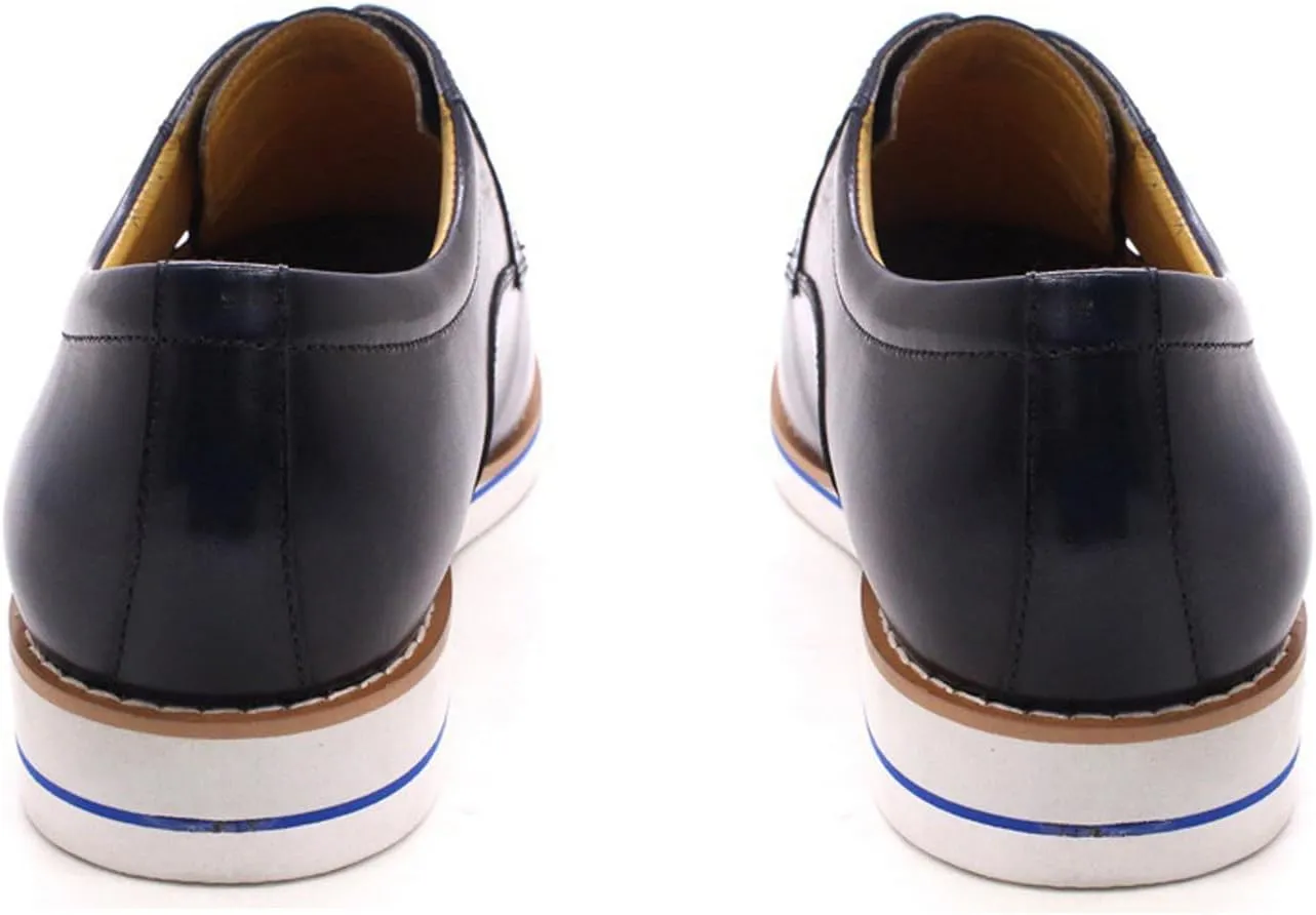 Santimon Mens Derby Formal Dress Suit Oxfords Shoes Genunie Leather Wingtip Brogues Modern Shoes Men's Fashion Business Casual Prom Wedding Tuxedo Shoes for Men