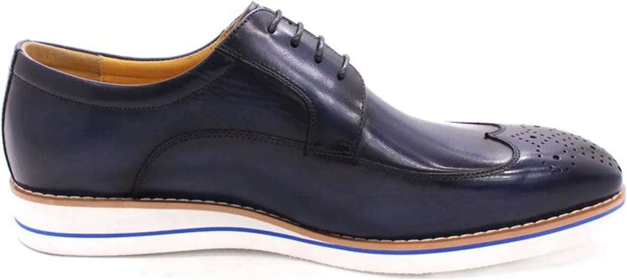 Santimon Mens Derby Formal Dress Suit Oxfords Shoes Genunie Leather Wingtip Brogues Modern Shoes Men's Fashion Business Casual Prom Wedding Tuxedo Shoes for Men