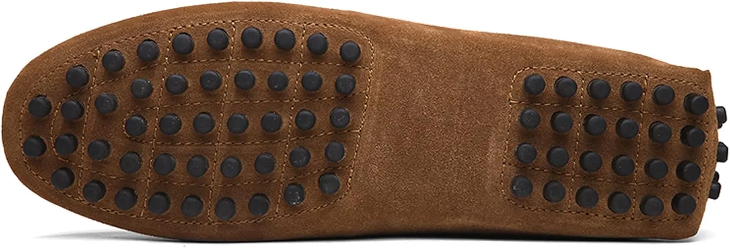 Santimon Mens Driving Penny Loafers Suede Leather Comfortable Casual Slip On Shoes Moccasins