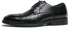 Santimon Men's Leather Dress Shoes with Crocodile Pattern Lace-Up Oxfords for Business, Weddings & Formal Events Derby Shoes