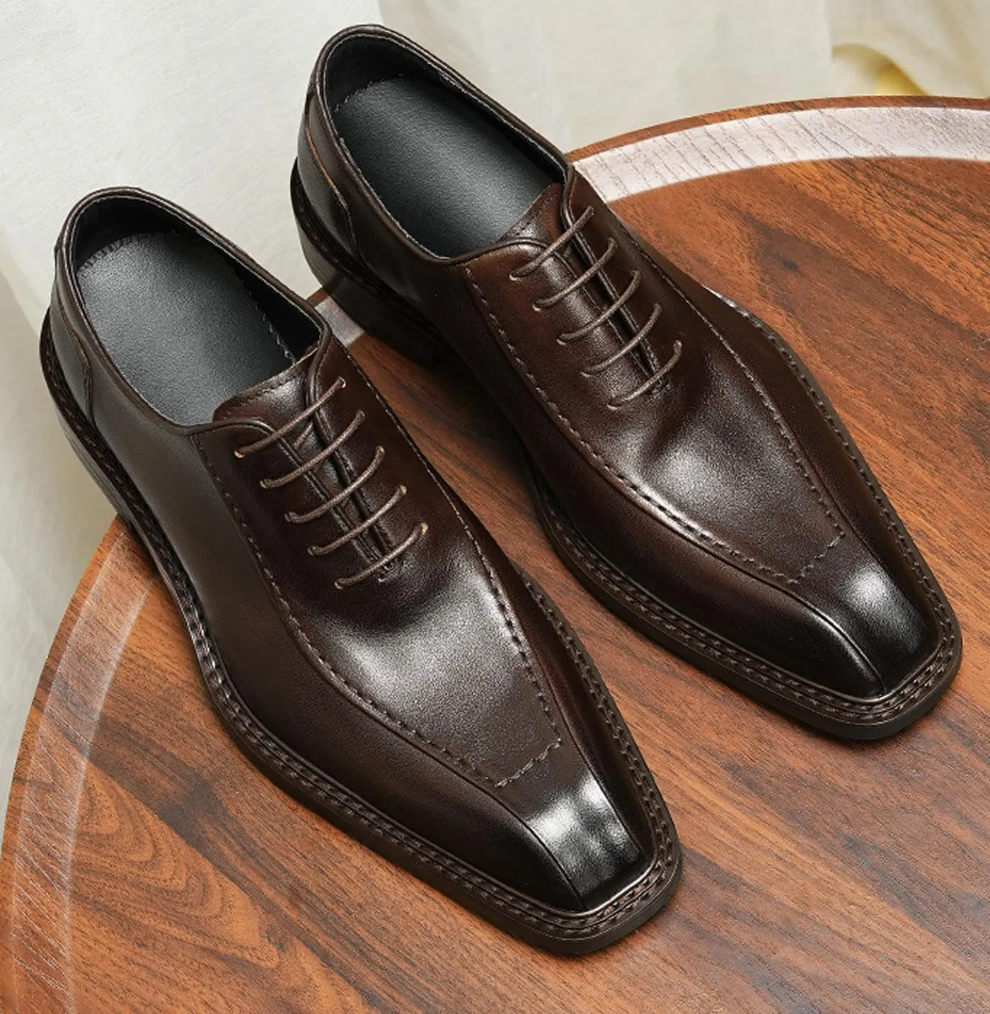 Santimon Men's Oxfords Formal Dress Derby Fashion Business Prom Wingtip Shoes Wedding Tuxedo Genuine Leather Shoes for Men