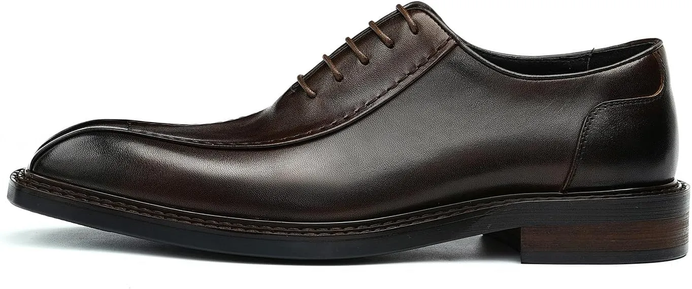 Santimon Men's Oxfords Formal Dress Derby Fashion Business Prom Wingtip Shoes Wedding Tuxedo Genuine Leather Shoes for Men