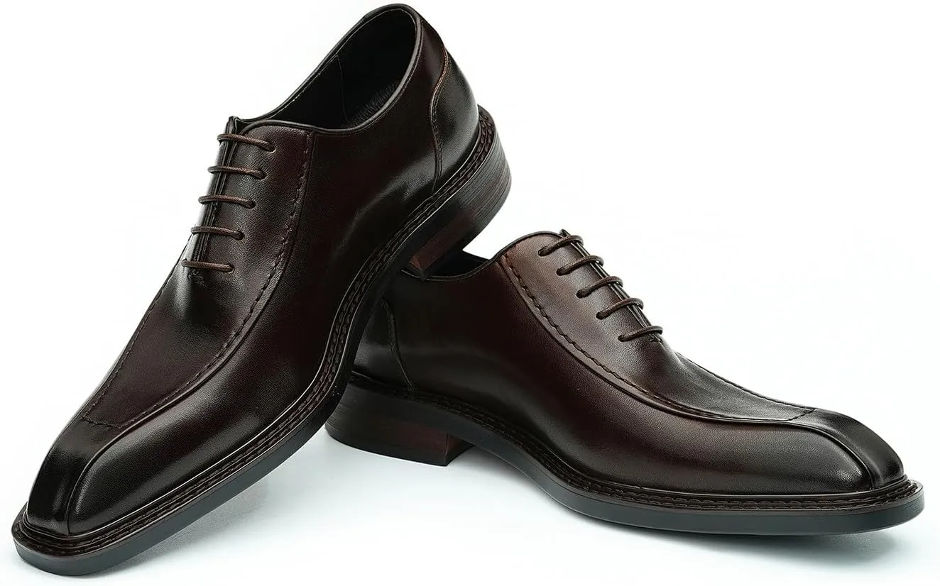 Santimon Men's Oxfords Formal Dress Derby Fashion Business Prom Wingtip Shoes Wedding Tuxedo Genuine Leather Shoes for Men