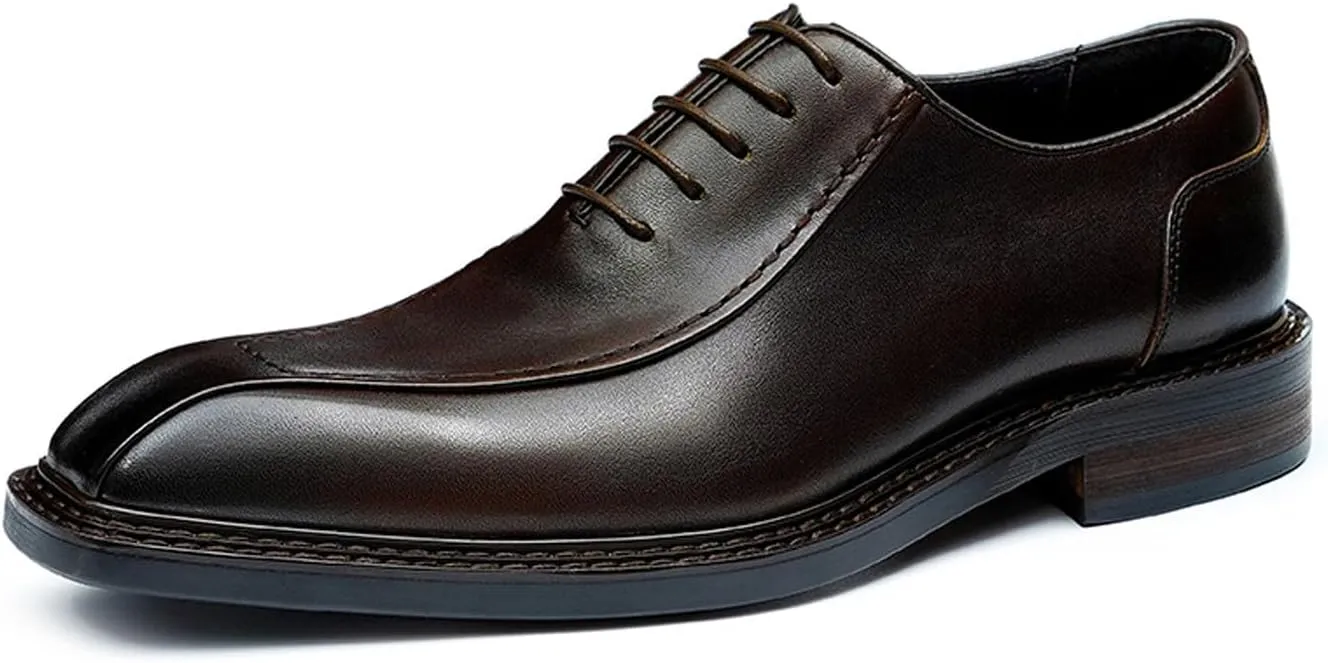 Santimon Men's Oxfords Formal Dress Derby Fashion Business Prom Wingtip Shoes Wedding Tuxedo Genuine Leather Shoes for Men