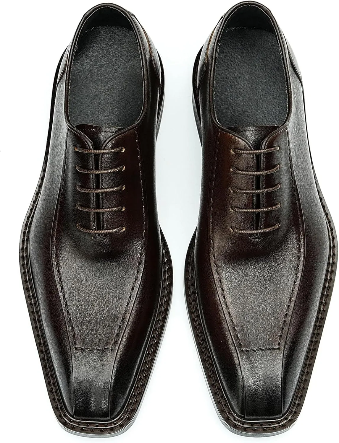 Santimon Men's Oxfords Formal Dress Derby Fashion Business Prom Wingtip Shoes Wedding Tuxedo Genuine Leather Shoes for Men
