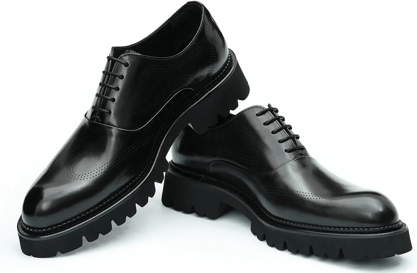 Santimon Men's Oxfords Formal Dress Derby Fashion Prom Wingtip Brogue Genuine Leather Shoes Wedding Tuxedo Business Causal Shoes for Men