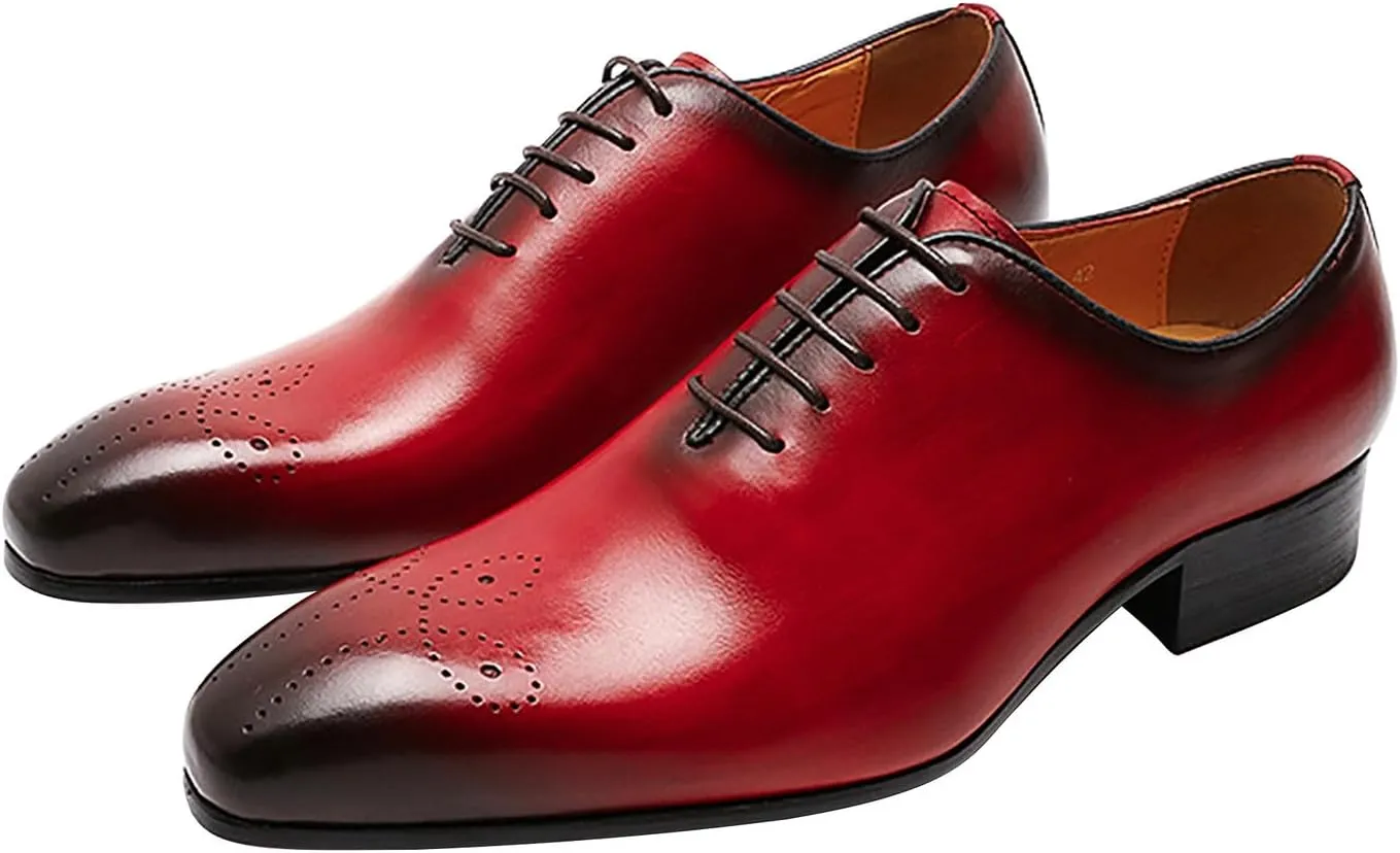 Santimon Mens Oxfords Formal Dress Genuine Leather Handmade Derby Casual Brogues Oxfords Tuxedo Fashion Walking Shoes for Men