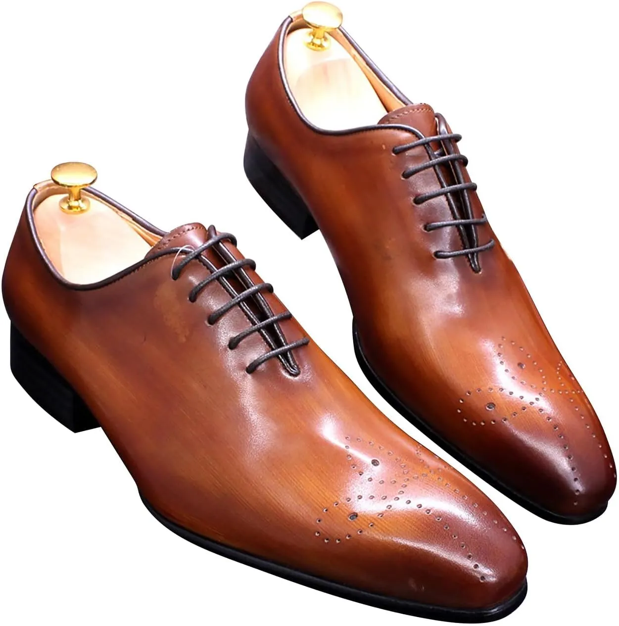 Santimon Mens Oxfords Formal Dress Genuine Leather Handmade Derby Casual Brogues Oxfords Tuxedo Fashion Walking Shoes for Men