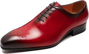 Santimon Mens Oxfords Formal Dress Genuine Leather Handmade Derby Casual Brogues Oxfords Tuxedo Fashion Walking Shoes for Men