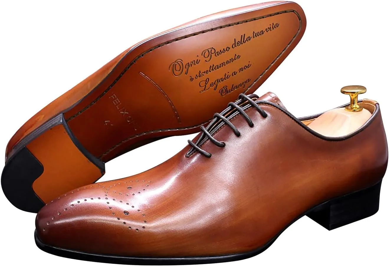 Santimon Mens Oxfords Formal Dress Genuine Leather Handmade Derby Casual Brogues Oxfords Tuxedo Fashion Walking Shoes for Men