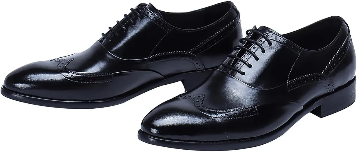 Santimon Men's Oxfords Formal Dress Leather Classic Wingtip Brogues Derby Business Prom Wedding Fashion Casual Comfort Walking Shoes for Men