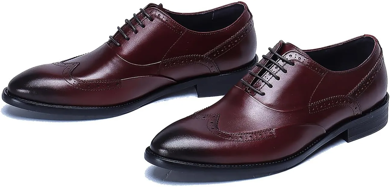 Santimon Men's Oxfords Formal Dress Leather Classic Wingtip Brogues Derby Business Prom Wedding Fashion Casual Comfort Walking Shoes for Men
