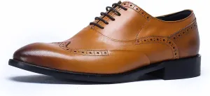 Santimon Men's Oxfords Formal Dress Leather Classic Wingtip Brogues Derby Business Prom Wedding Fashion Casual Comfort Walking Shoes for Men