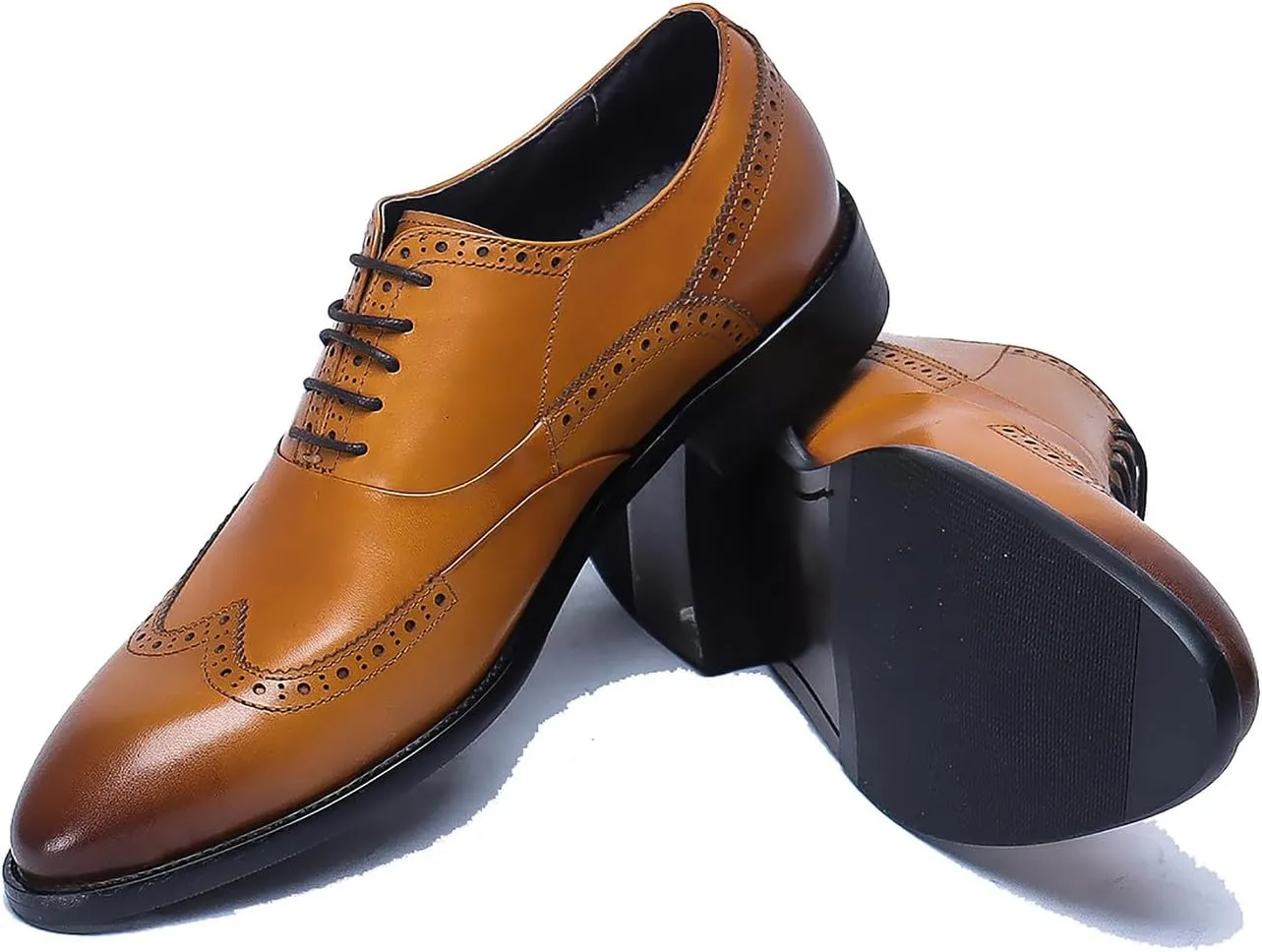 Santimon Men's Oxfords Formal Dress Leather Classic Wingtip Brogues Derby Business Prom Wedding Fashion Casual Comfort Walking Shoes for Men