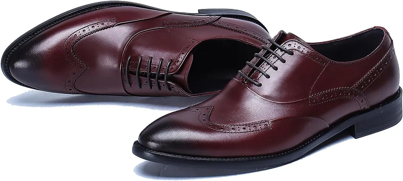 Santimon Men's Oxfords Formal Dress Leather Classic Wingtip Brogues Derby Business Prom Wedding Fashion Casual Comfort Walking Shoes for Men