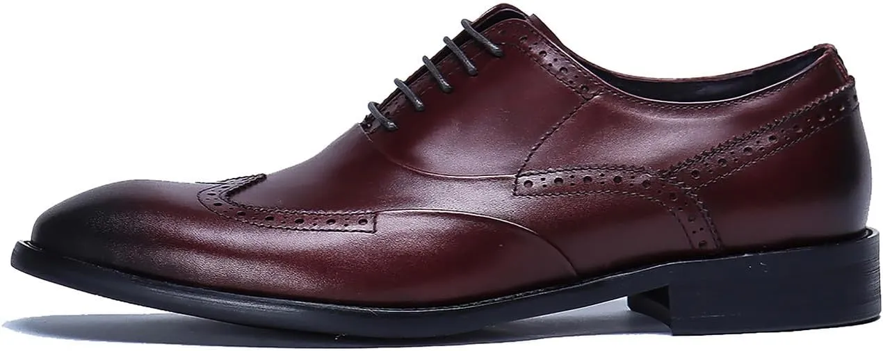 Santimon Men's Oxfords Formal Dress Leather Classic Wingtip Brogues Derby Business Prom Wedding Fashion Casual Comfort Walking Shoes for Men