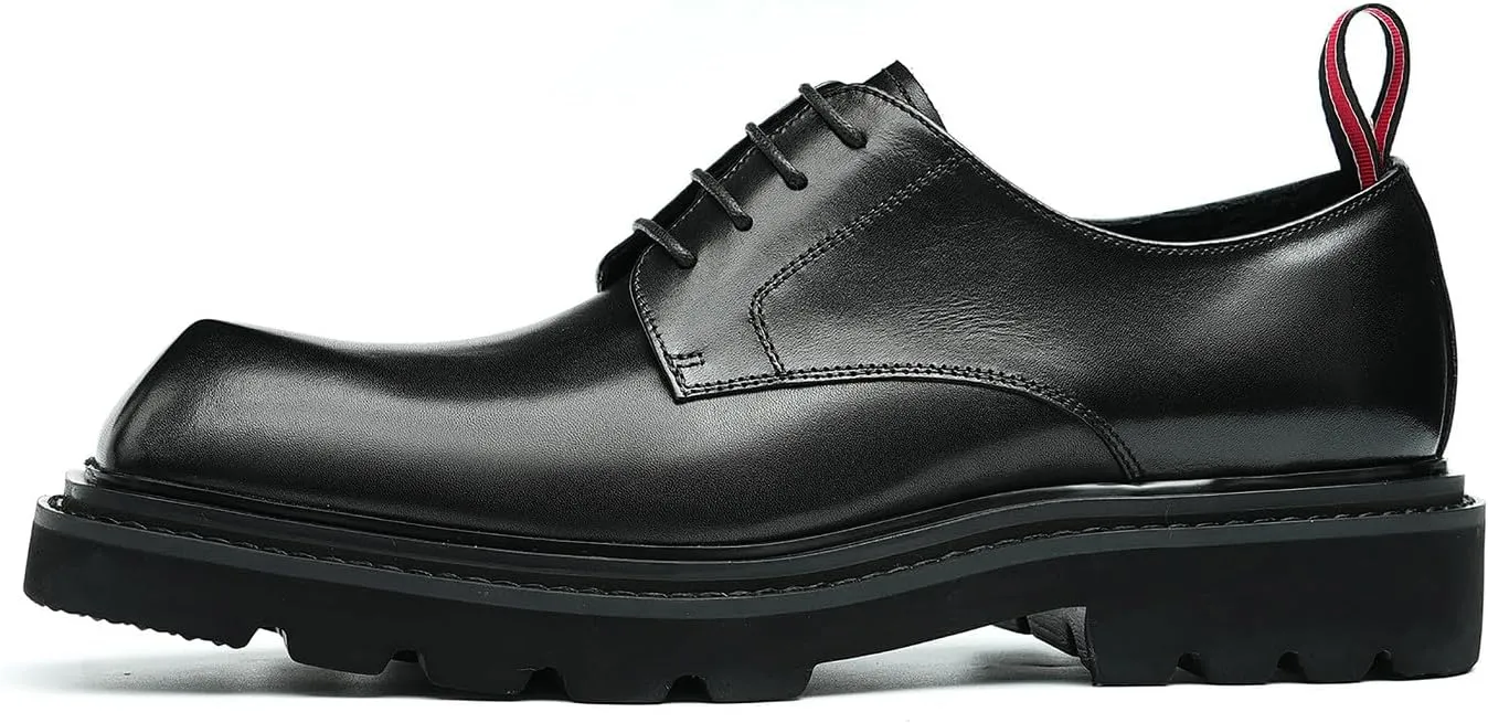 Santimon Men's Oxfords Formal Dress Leather Derby Business Tuxedo Casual Lightweight Square Toe Shoes Wedding Prom Shoes for Men