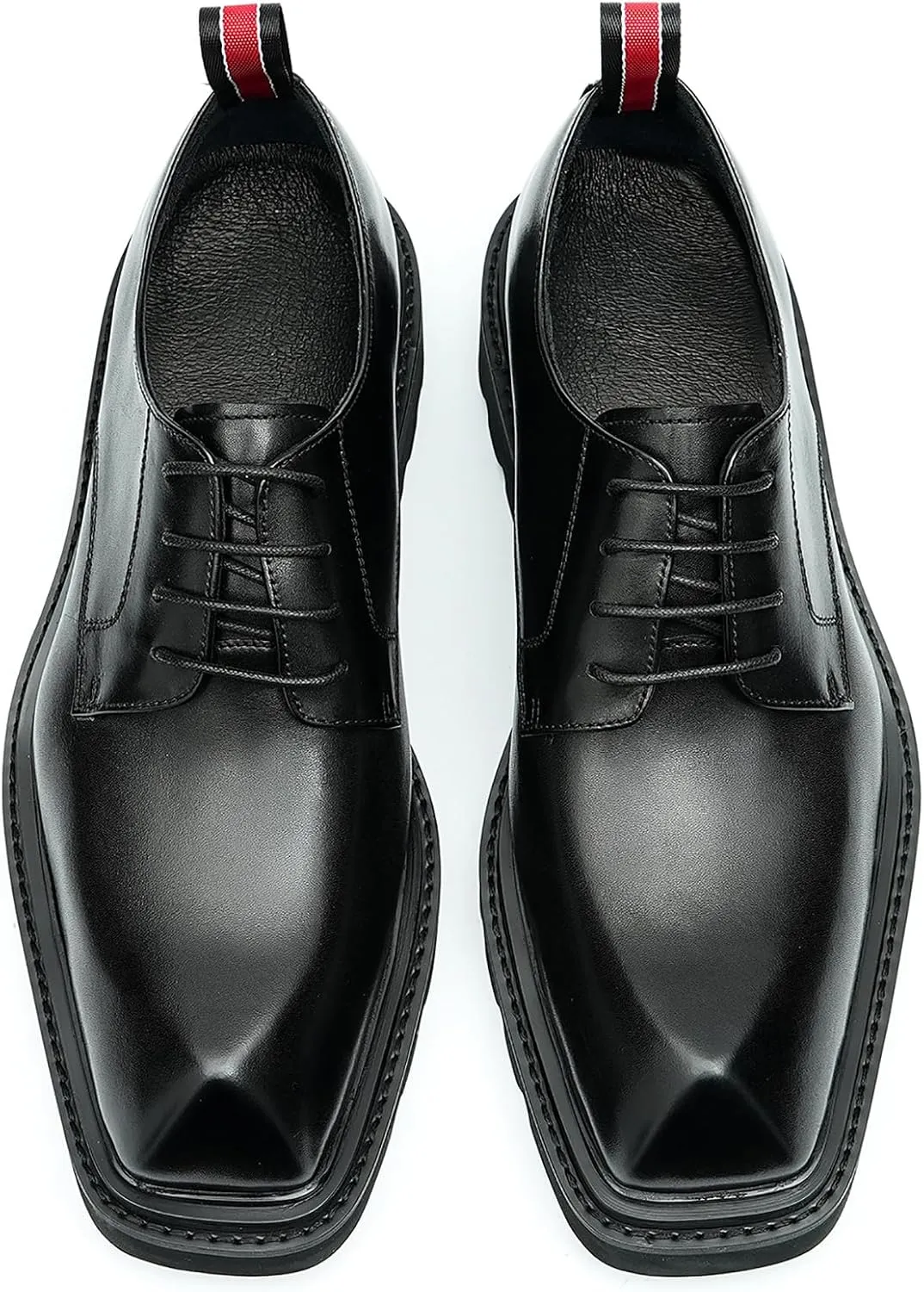 Santimon Men's Oxfords Formal Dress Leather Derby Business Tuxedo Casual Lightweight Square Toe Shoes Wedding Prom Shoes for Men