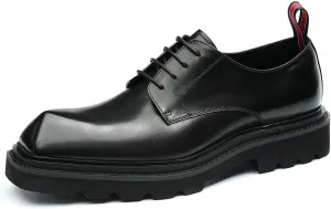 Santimon Men's Oxfords Formal Dress Leather Derby Business Tuxedo Casual Lightweight Square Toe Shoes Wedding Prom Shoes for Men