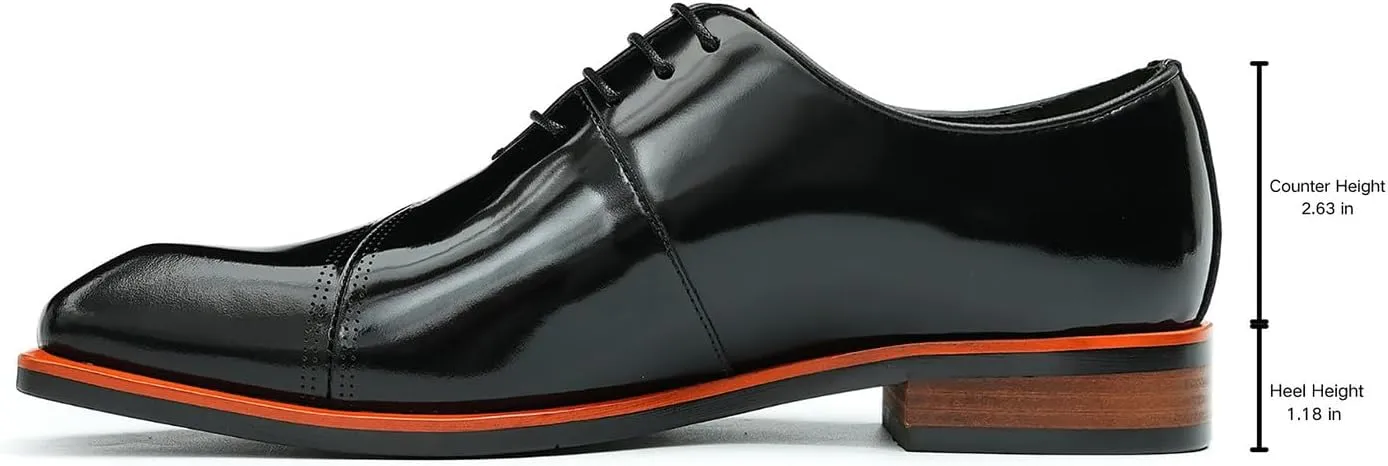 Santimon Men's Oxfords Formal Dress Patent Leather Derby Fashion Business Wedding Prom Tuxedo Casual Square Toe Oxford Walking Shoes for Men