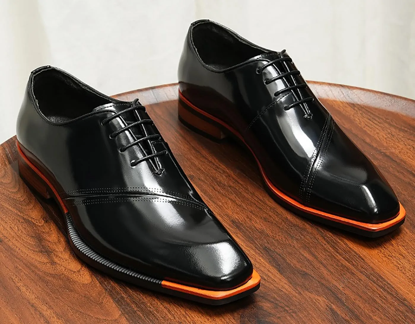 Santimon Men's Oxfords Formal Dress Patent Leather Derby Fashion Business Wedding Prom Tuxedo Casual Square Toe Oxford Walking Shoes for Men