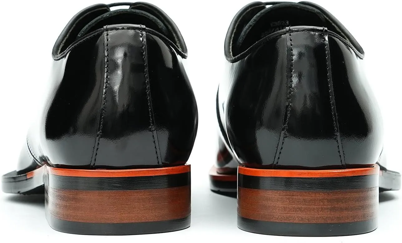 Santimon Men's Oxfords Formal Dress Patent Leather Derby Fashion Business Wedding Prom Tuxedo Casual Square Toe Oxford Walking Shoes for Men