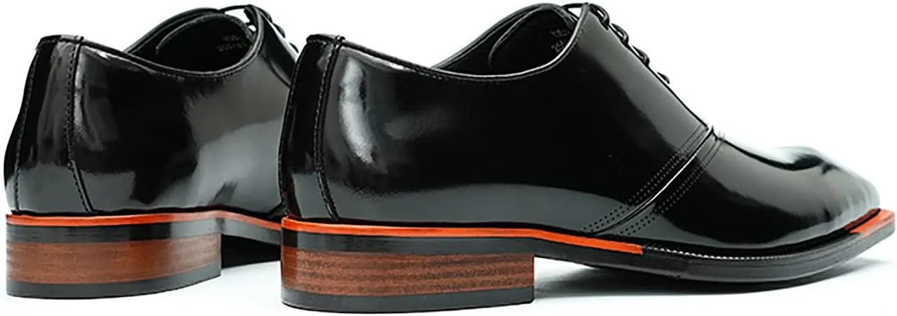 Santimon Men's Oxfords Formal Dress Patent Leather Derby Fashion Business Wedding Prom Tuxedo Casual Square Toe Oxford Walking Shoes for Men