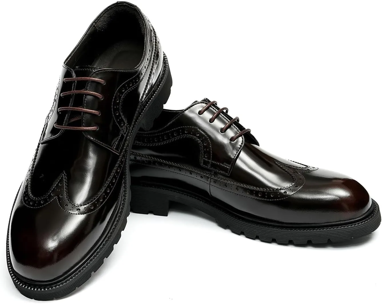 Santimon Mens Oxfords Formal Dress Shoes Genuine Leather Wingtips Brogues Derby Prom Business Casual Wedding Tuxedo Fashion Comfortable Shoes for Men