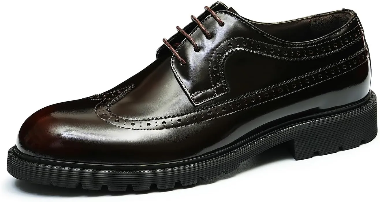 Santimon Mens Oxfords Formal Dress Shoes Genuine Leather Wingtips Brogues Derby Prom Business Casual Wedding Tuxedo Fashion Comfortable Shoes for Men