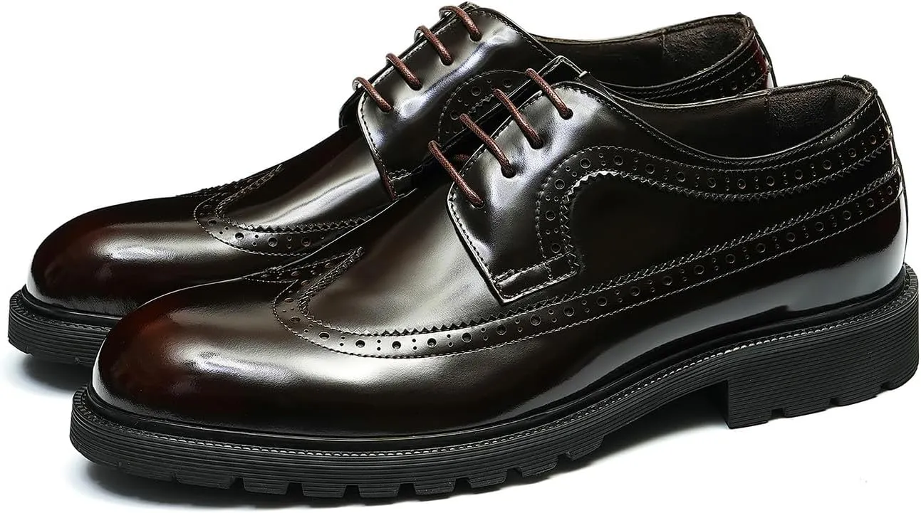 Santimon Mens Oxfords Formal Dress Shoes Genuine Leather Wingtips Brogues Derby Prom Business Casual Wedding Tuxedo Fashion Comfortable Shoes for Men