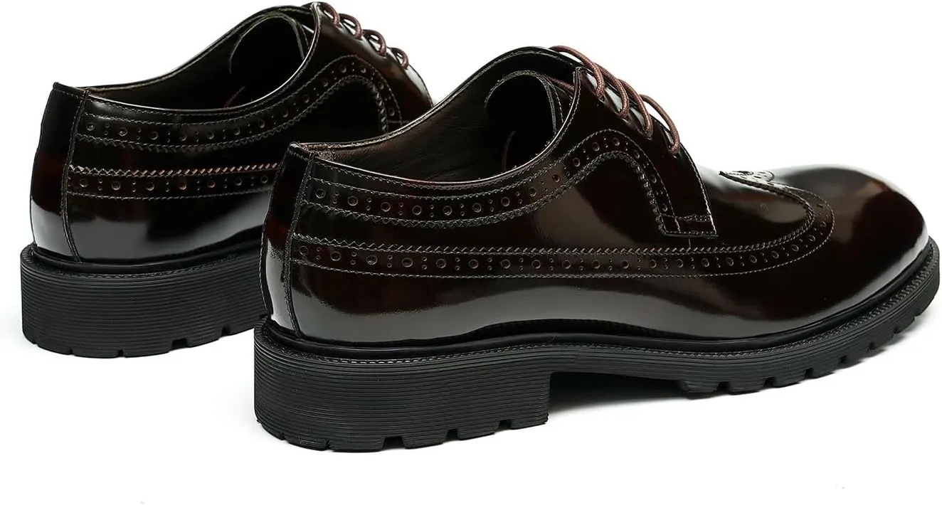 Santimon Mens Oxfords Formal Dress Shoes Genuine Leather Wingtips Brogues Derby Prom Business Casual Wedding Tuxedo Fashion Comfortable Shoes for Men