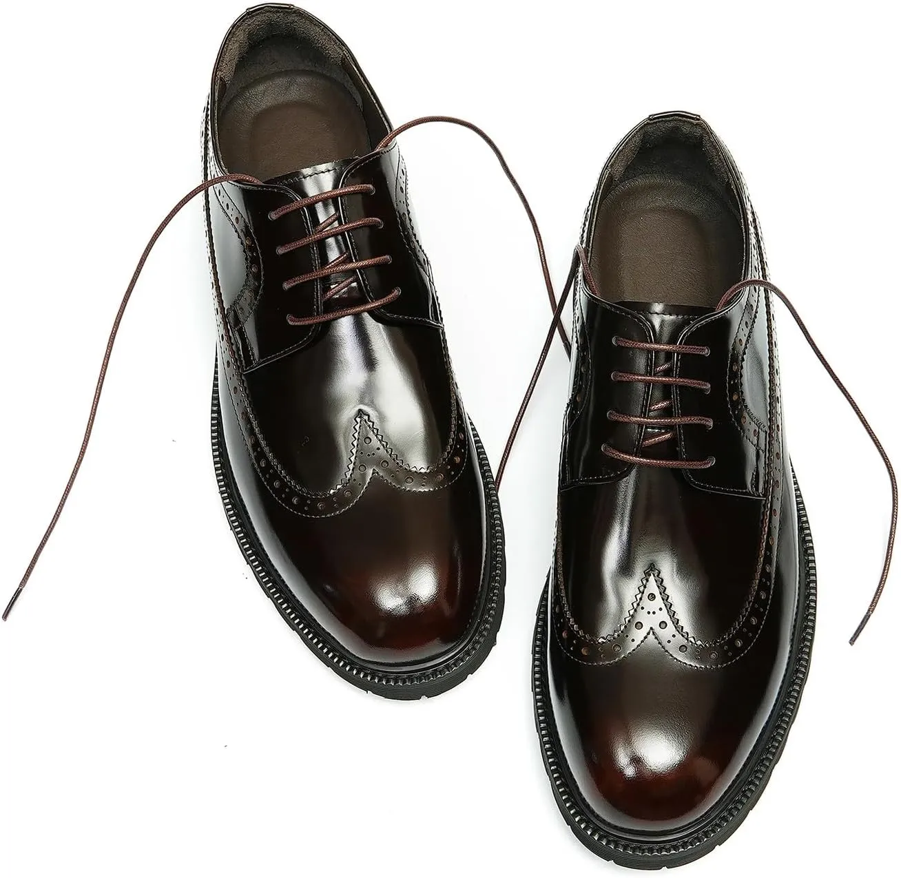 Santimon Mens Oxfords Formal Dress Shoes Genuine Leather Wingtips Brogues Derby Prom Business Casual Wedding Tuxedo Fashion Comfortable Shoes for Men