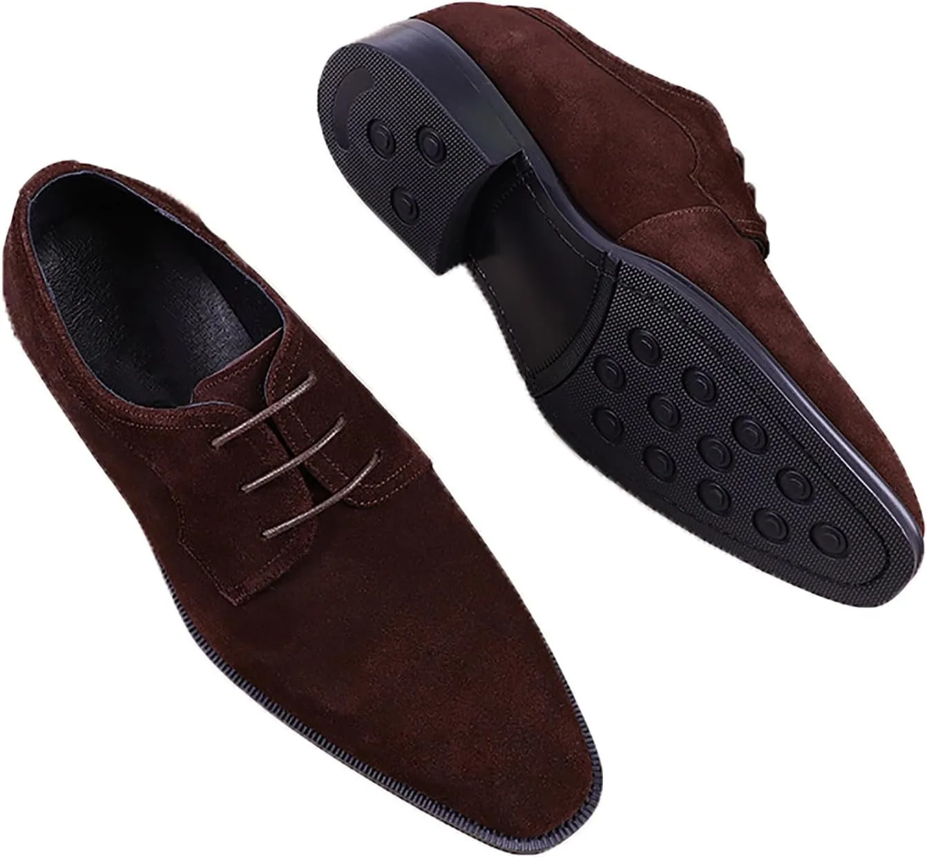 Santimon Men's Oxfords Formal Dress Shoes Suede Leather Wingtips Derby Business Casual Fashion Walking Shoes for Men
