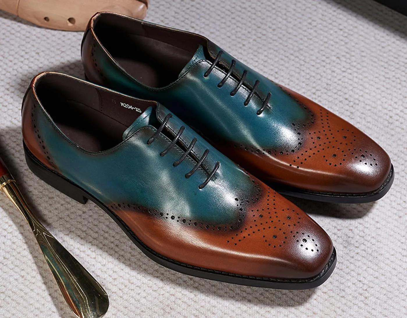 Santimon Mens Oxfords Formal Dress Suit Shoes Men's Fashion Modern Genunie Leather Wingtip Brogues Derby Prom Wedding Business Causal Two Tone Tuxedo Shoes for Men